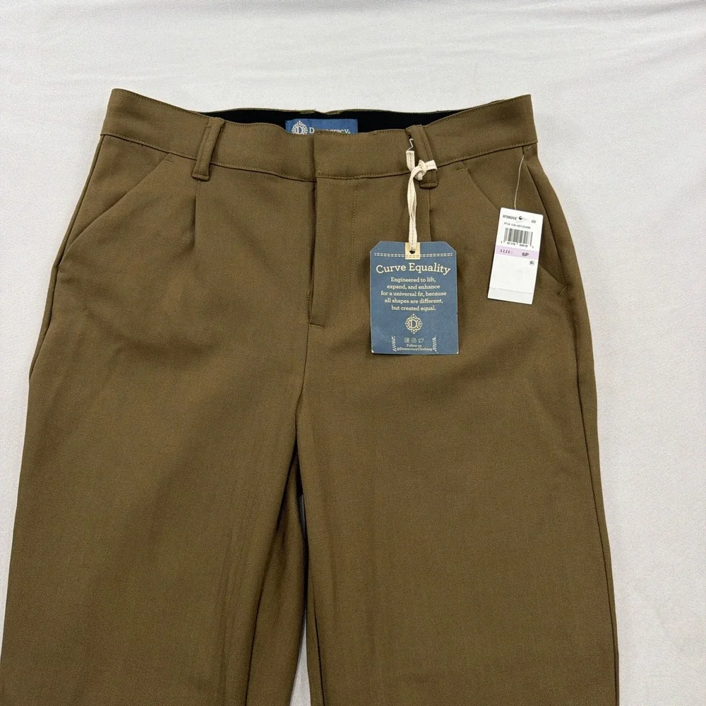 Democracy Pants Absolution Skyrise Wide Leg Herringbone Brown Women Size 6P NWT